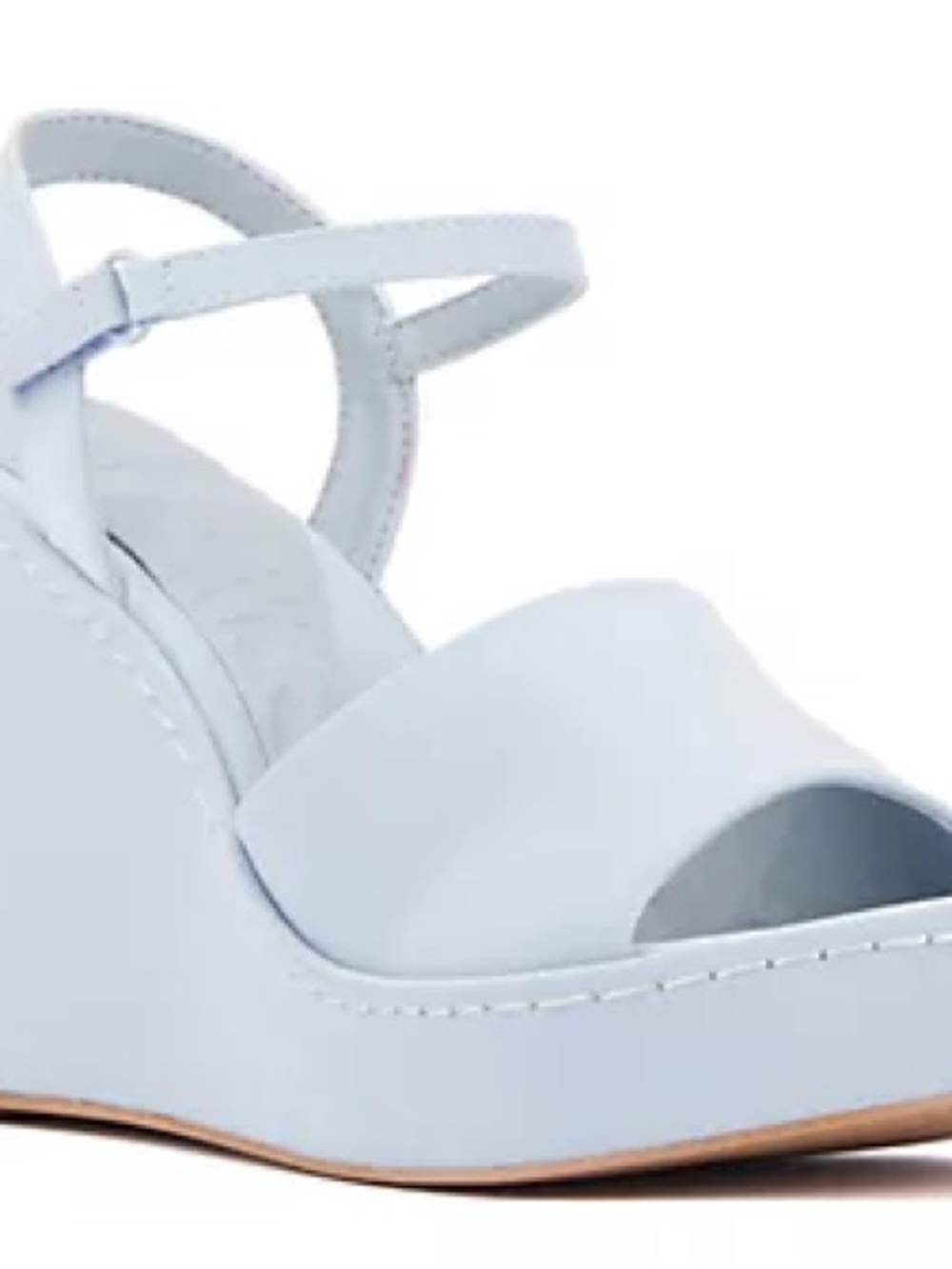 Olivia Miller Powder Blue Wedge Sandals with Ankle Strap
